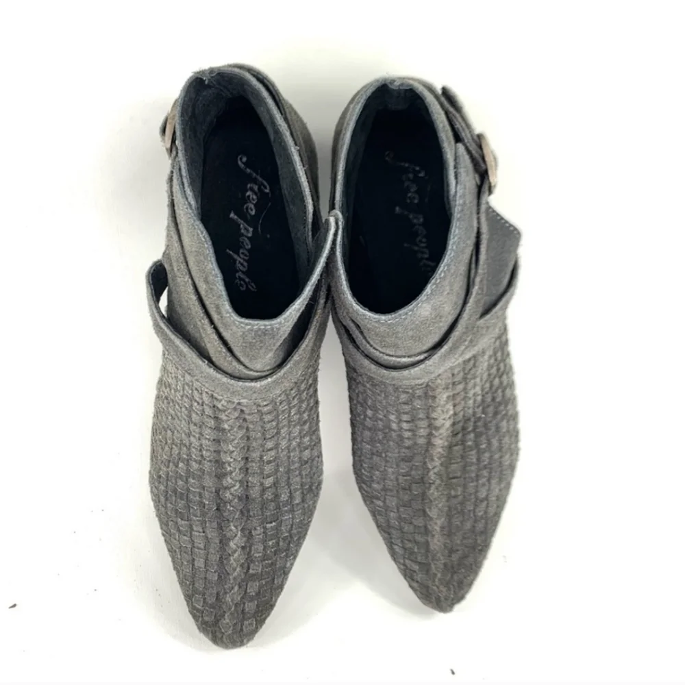 Free People Leather Suede Woven Ankle Boots 10 40